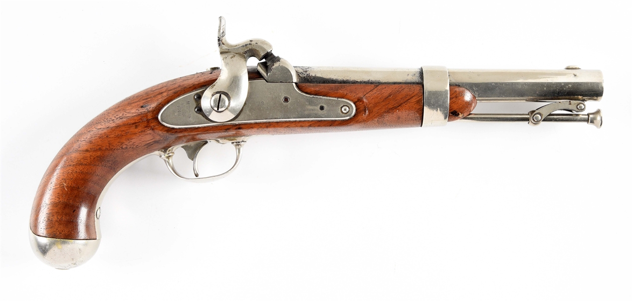 (A) US MODEL 1842 MARTIAL PERCUSSION PISTOL BY H. ASTON, DATED 1848.