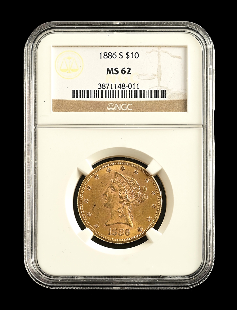 1886 $10 GOLD LIBERTY HEAD MS62.