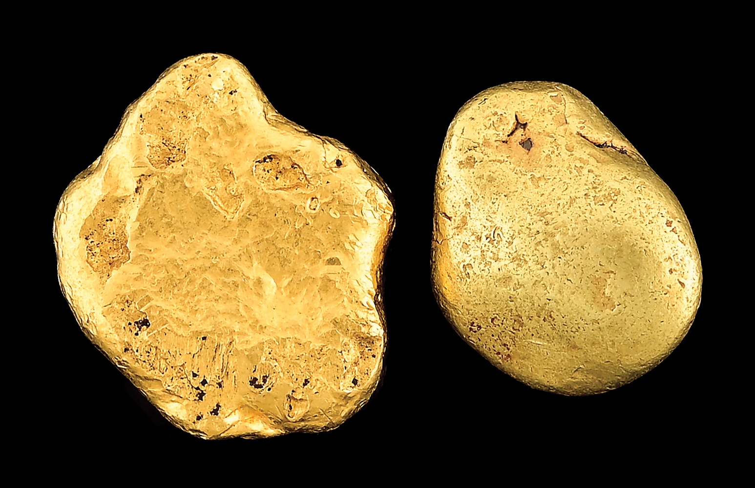 LOT OF 2: GOLD NUGGETS 67 GRAMS.