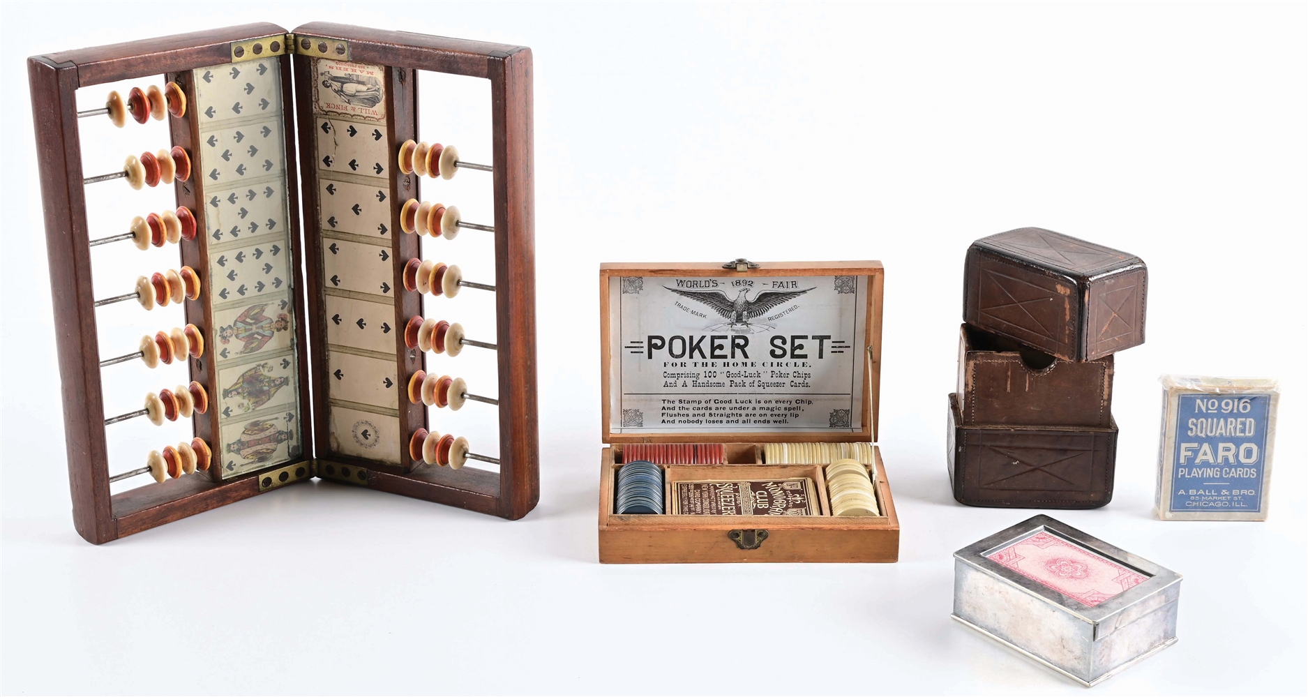 LOT OF 4: POKER AND GAMBLING ITEMS.