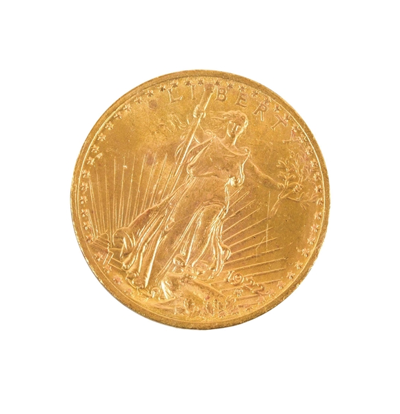 1922 $20 ST. GAUDENS GOLD COIN, NOT GRADED, MS62+.
