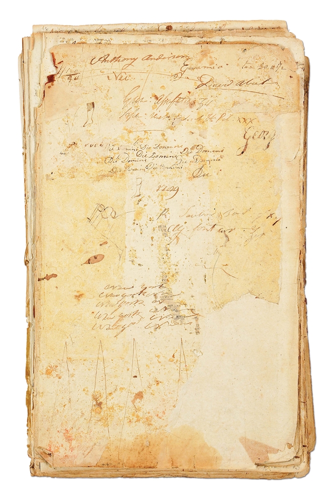 DAILY RECORD BOOK OF DR. SAMUEL BARD WITH NOTATIONS OF 2 VISITS FROM GEORGE WASHINGTON.