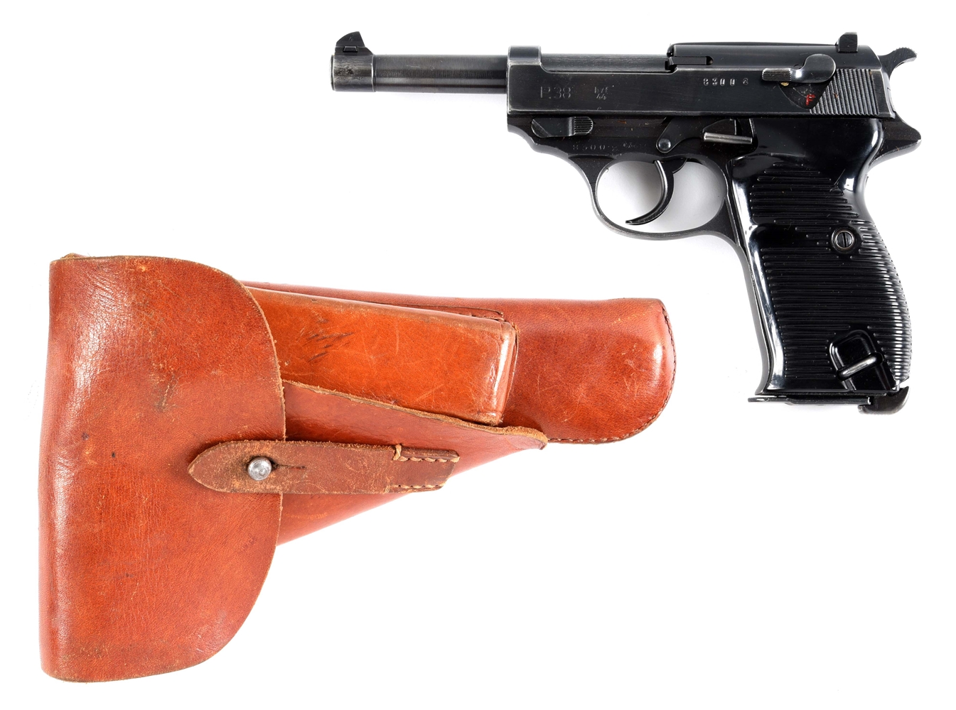 (C) GERMAN WORLD WAR II MAUSER "BYF 44" CODE P.38 SEMI-AUTOMATIC PISTOL WITH HOLSTER.
