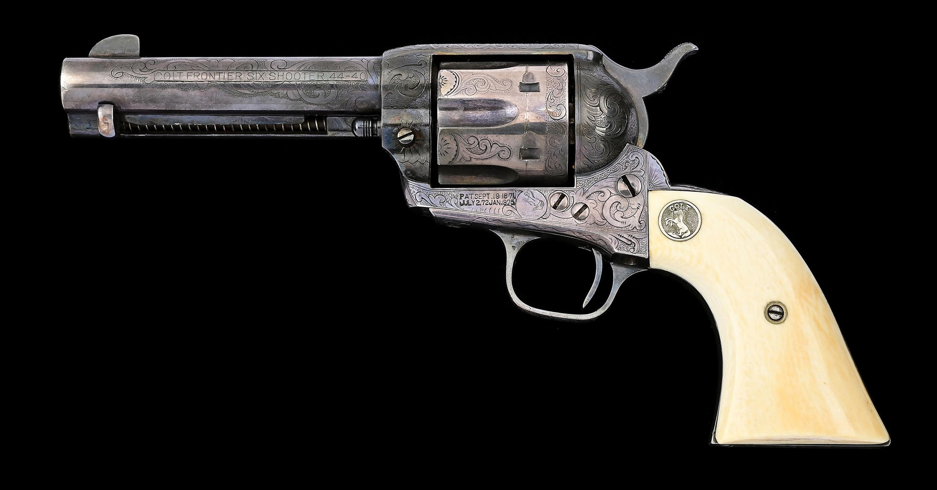 (C) ENGRAVED & SILVER PLATED COLT SINGLE ACTION ARMY FRONTIER SIX SHOOTER ATTRIBUTED TO TIM MCCOY (1923).