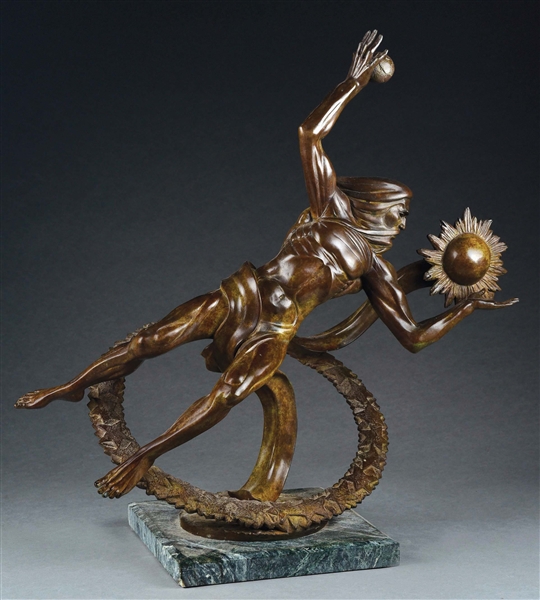 C. 1970S LASZLO ISPANKY (HUNGARIAN, 1920 - 2010) BRONZE SCULPTURE "LET THERE BE LIGHT" SIGNED.