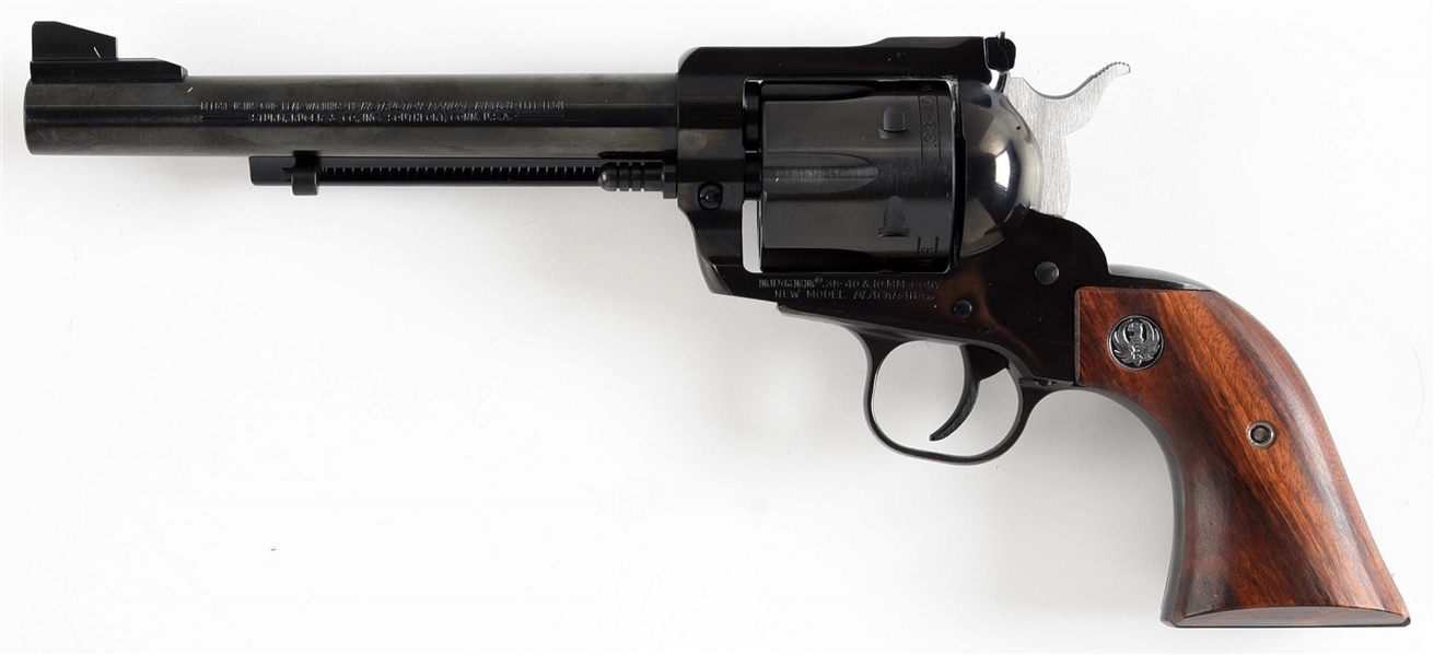 (M) CASED RUGER NEW MODEL BLACKHAWK .38-40 W.C.F. / 10MM AUTOMATIC SINGLE ACTION REVOLVER (1990).
