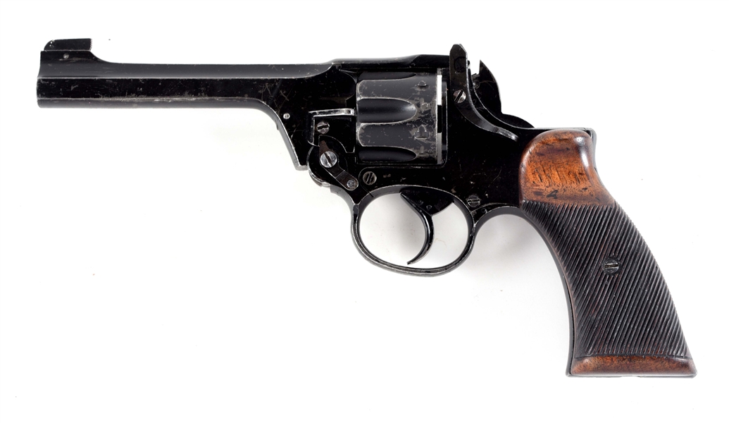 (C) ENFIELD NO. 2 MK I* .38/200 DOUBLE ACTION REVOLVER WITH REPRODUCTION HOLSTER.