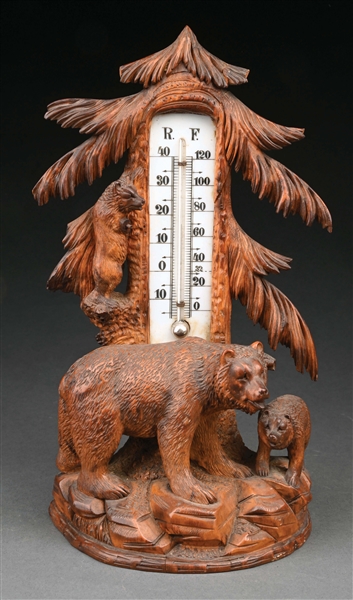 BLACK FOREST BEAR W/ CUB THERMOMETER.