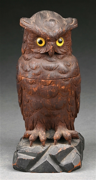 BLACK FOREST OWL INKWELL.