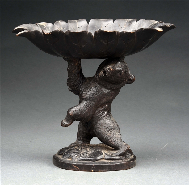 CARVED BLACK FOREST BEAR CANDY DISH FIGURE.