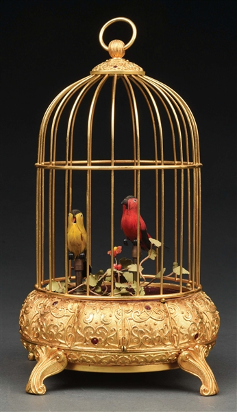 GERMAN TWO BIRD MUSICAL BIRD CAGE.