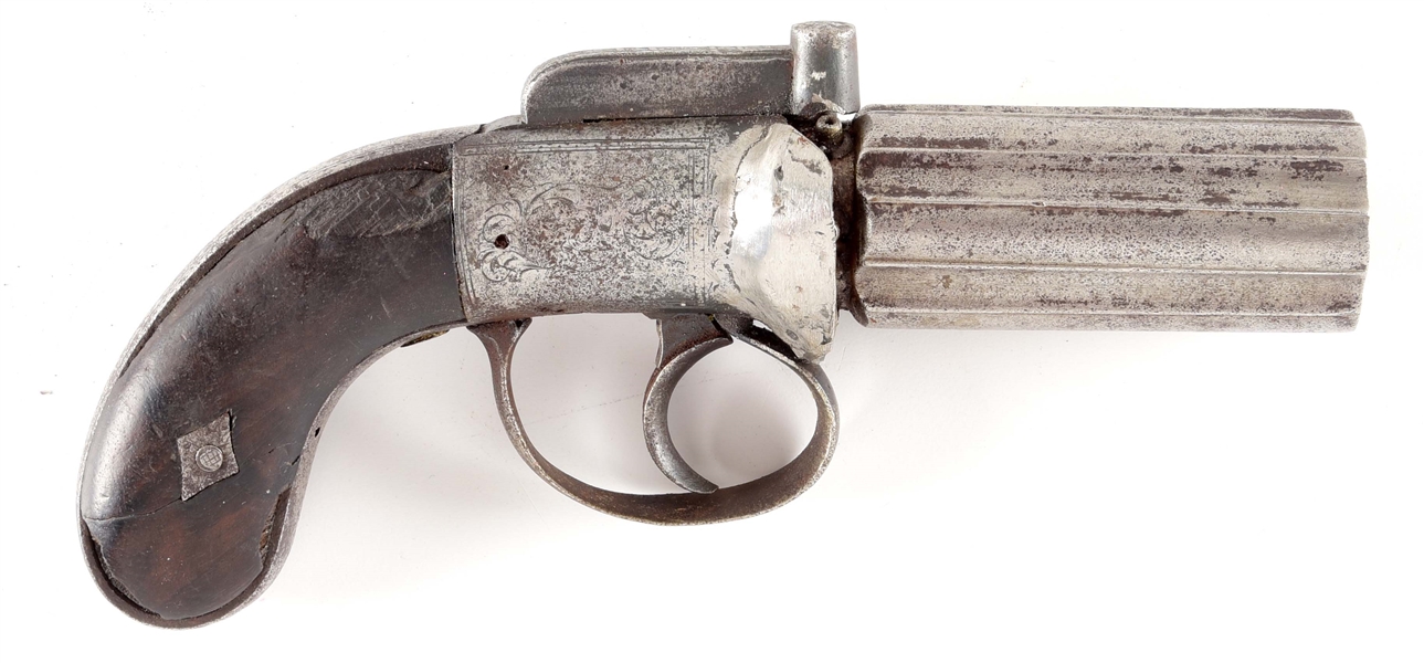 (A) UNMARKED PERCUSSION PEPPERBOX REVOLVER.