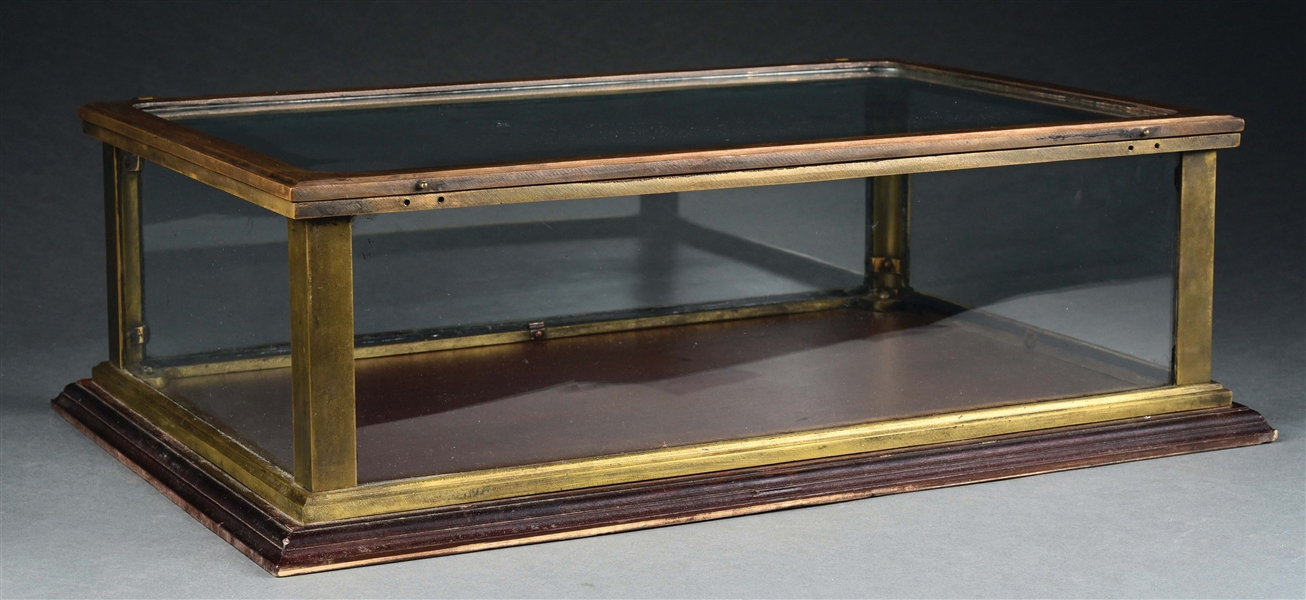 BRONZE AND GLASS DISPLAY CASE.