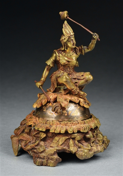 FRENCH BRONZE FIGURAL MECHANICAL BELL.