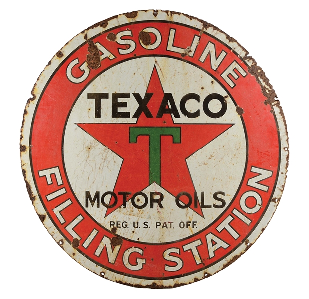 TEXACO FILLING STATION PORCELAIN SIGN W/ STAR GRAPHIC. 