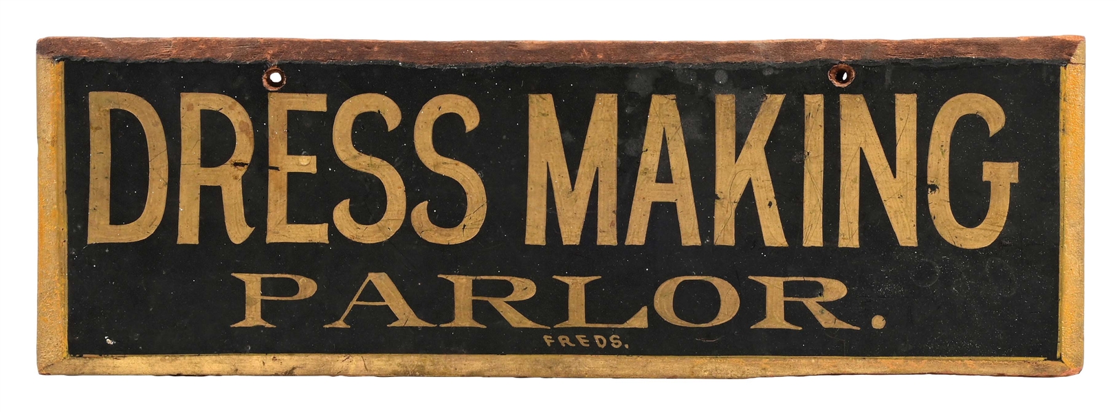 DRESS MAKING PARLOR HAND PAINTED WOOD SIGN.