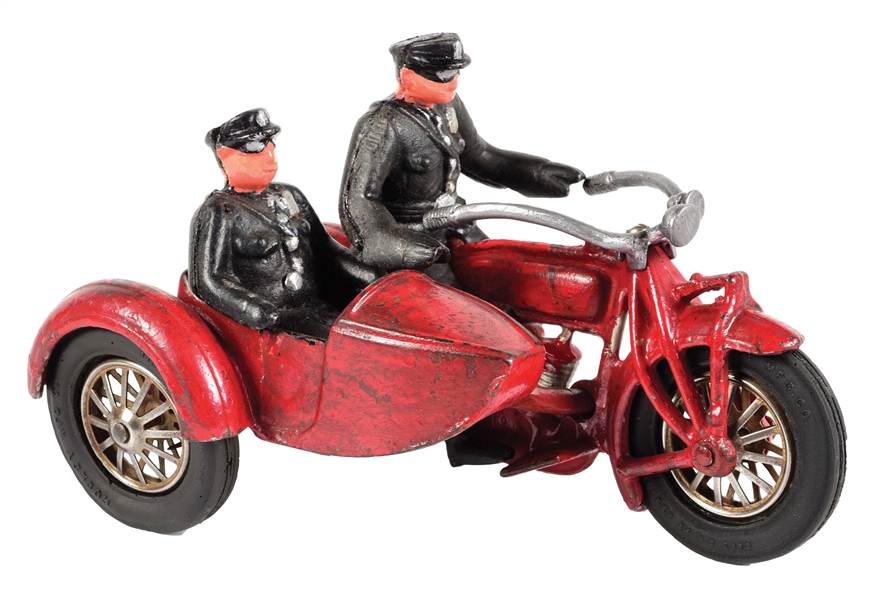 HUBLEY INDIAN POLICE MOTORCYCLE W/ SIDE CAR.