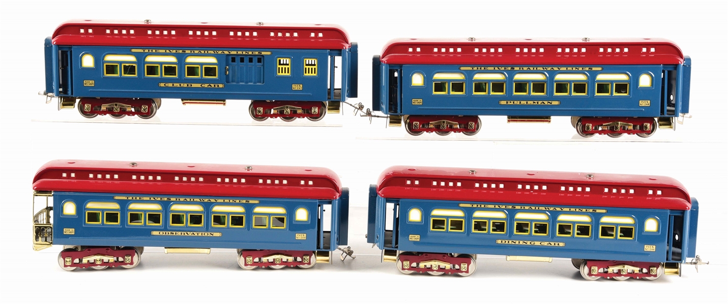 LOT OF 4: MTH THE CHIEF IVES PASSENGER TRAIN CARS.