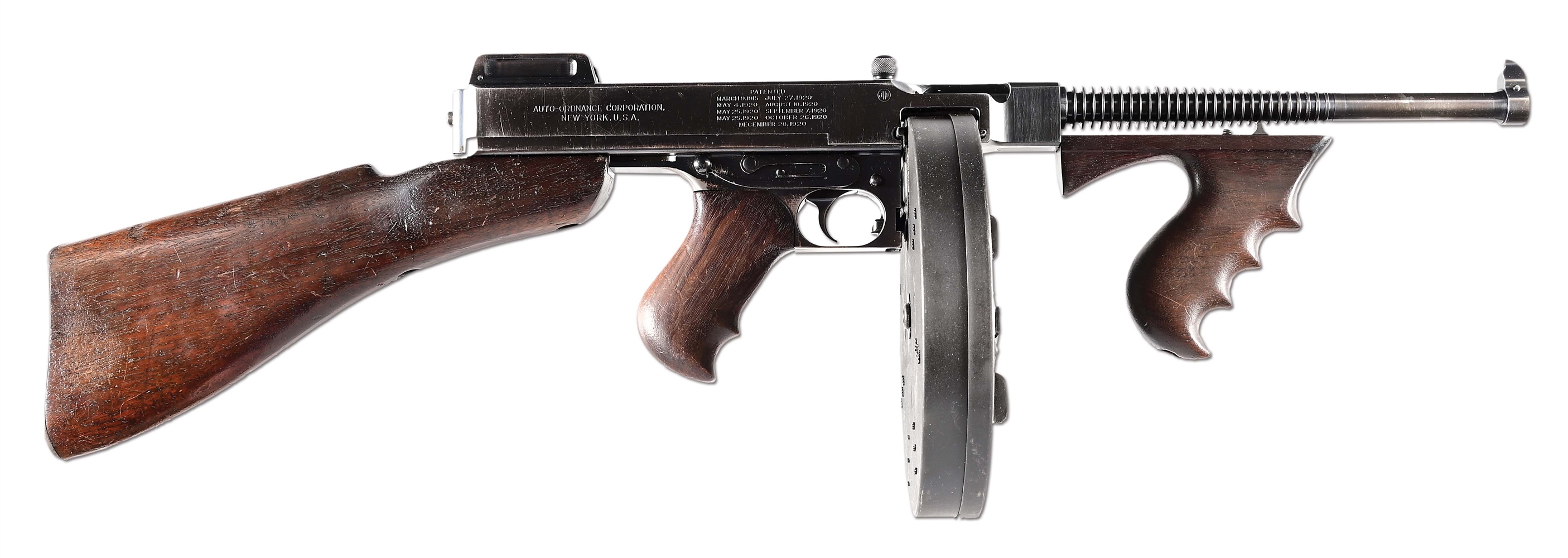 (N) FANTASTIC ORIGINAL CONDITION LOW SN COLT 1921A THOMPSON 1921 MACHINE GUN WITH MATCHING NUMBERED "C" DRUM (CURIO AND RELIC).