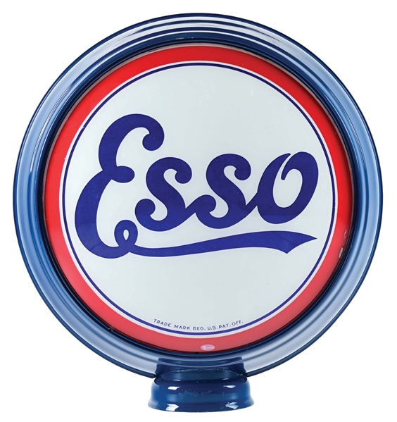 ESSO GASOLINE COMPLETE 16.5" GLOBE ON HIGH PROFILE METAL BODY. 