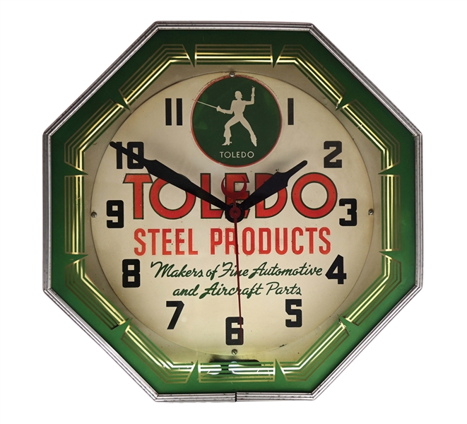 TOLEDO STEEL PRODUCTS NEON CLOCK.