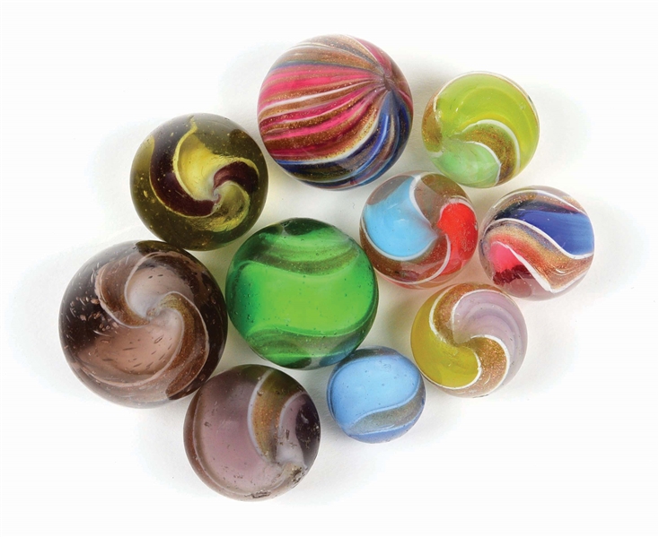 LOT OF 10: LUTZ MARBLES.