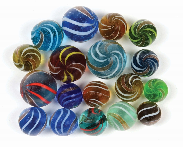 LOT OF 18: LUTZ MARBLES.