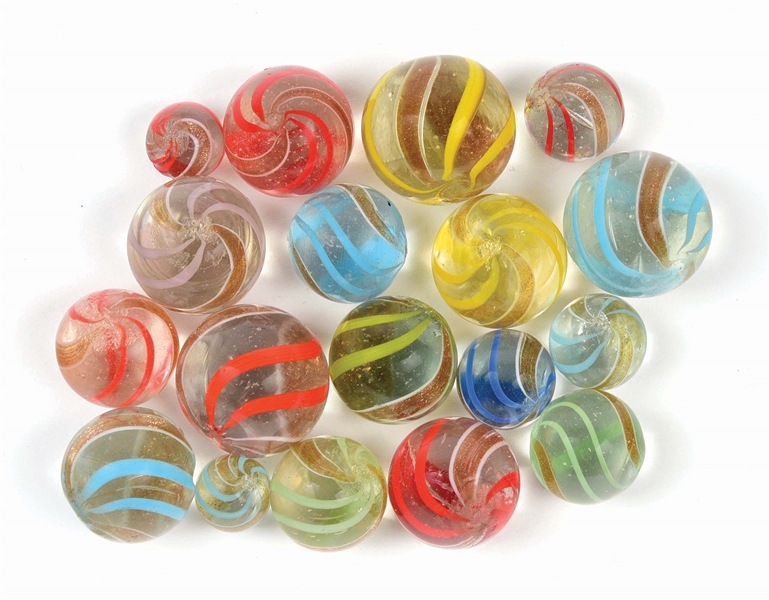 LOT OF 18: LUTZ MARBLES.
