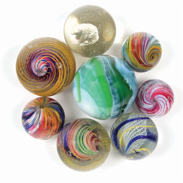 LOT OF 8: MARBLES.