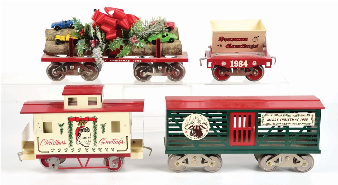 LOT OF 4: MCCOY CHRISTMAS FREIGHT CARS.