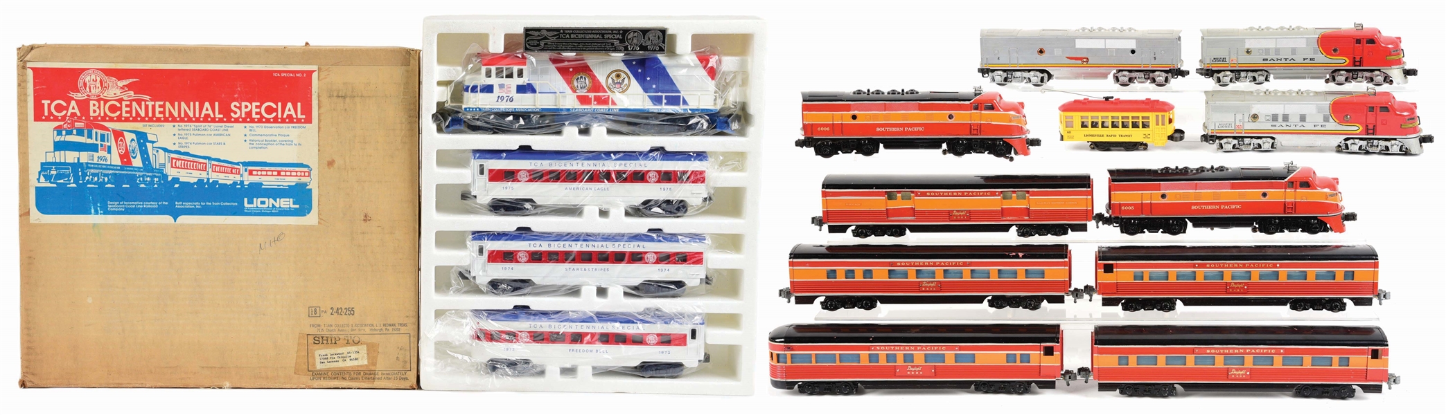LOT OF 12: AMERICAN MODEL TOY & LIONEL O GAUGE TRAINS.