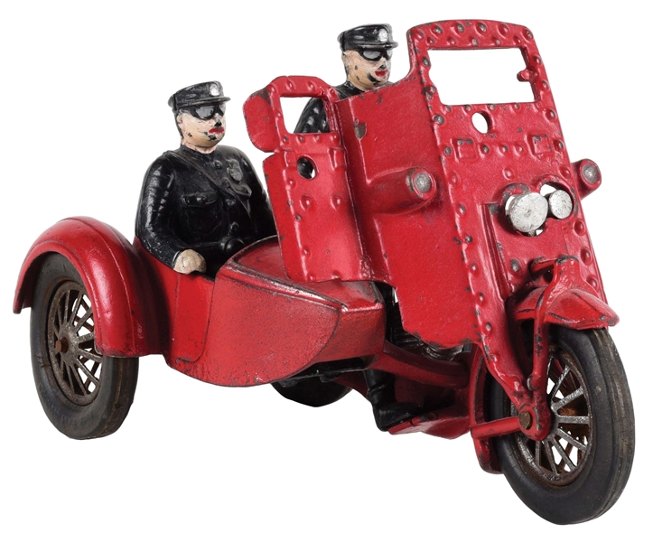 HUBLEY ARMORED POLICE MOTORCYCLE W/ SIDE CAR.