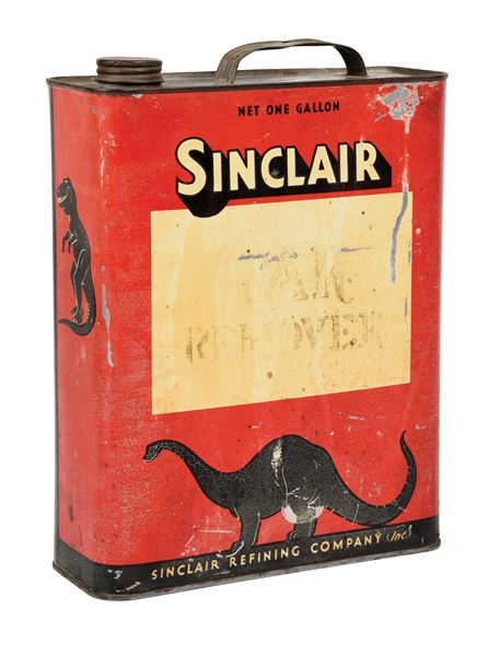 SINCLAIR TAR REMOVER ONE GALLON FLAT CAN W/ DINO GRAPHIC. 