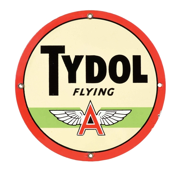 TYDOL FLYING A PORCELAIN PUMP PLATE SIGN.