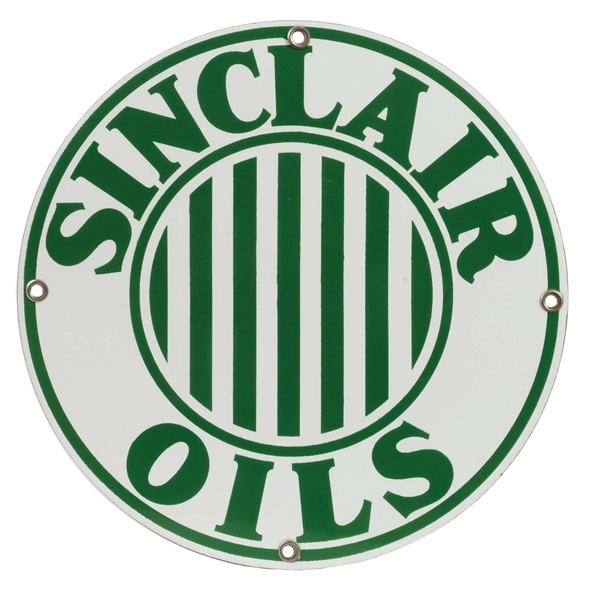 SINCLAIR OILS PORCELAIN SIGN W/ BAR GRAPHIC. 