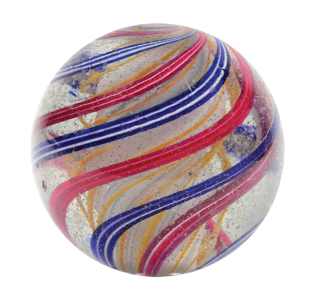 LARGE SOLID CORE TRI-LEVEL SWIRL MARBLE.