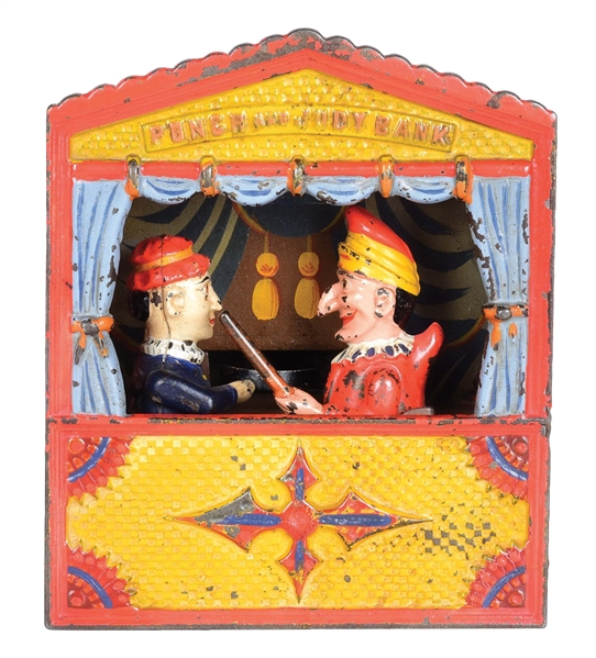 CAST IRON MECHANICAL PUNCH AND JUDY BANK.
