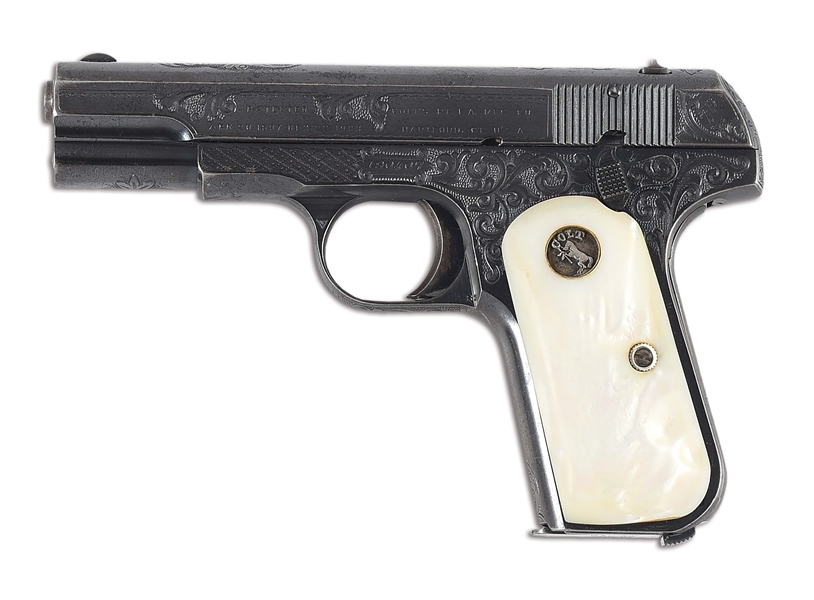 (C) FACTORY ENGRAVED COLT MODEL 1903 SEMI-AUTOMATIC PISTOL, PICTURED IN BRUNNER AND IN "COLT AND ITS COLLECTORS", EXHIBITED AT THE 2003 COLT COLLECTORS ASOCIATION DISPLAY.