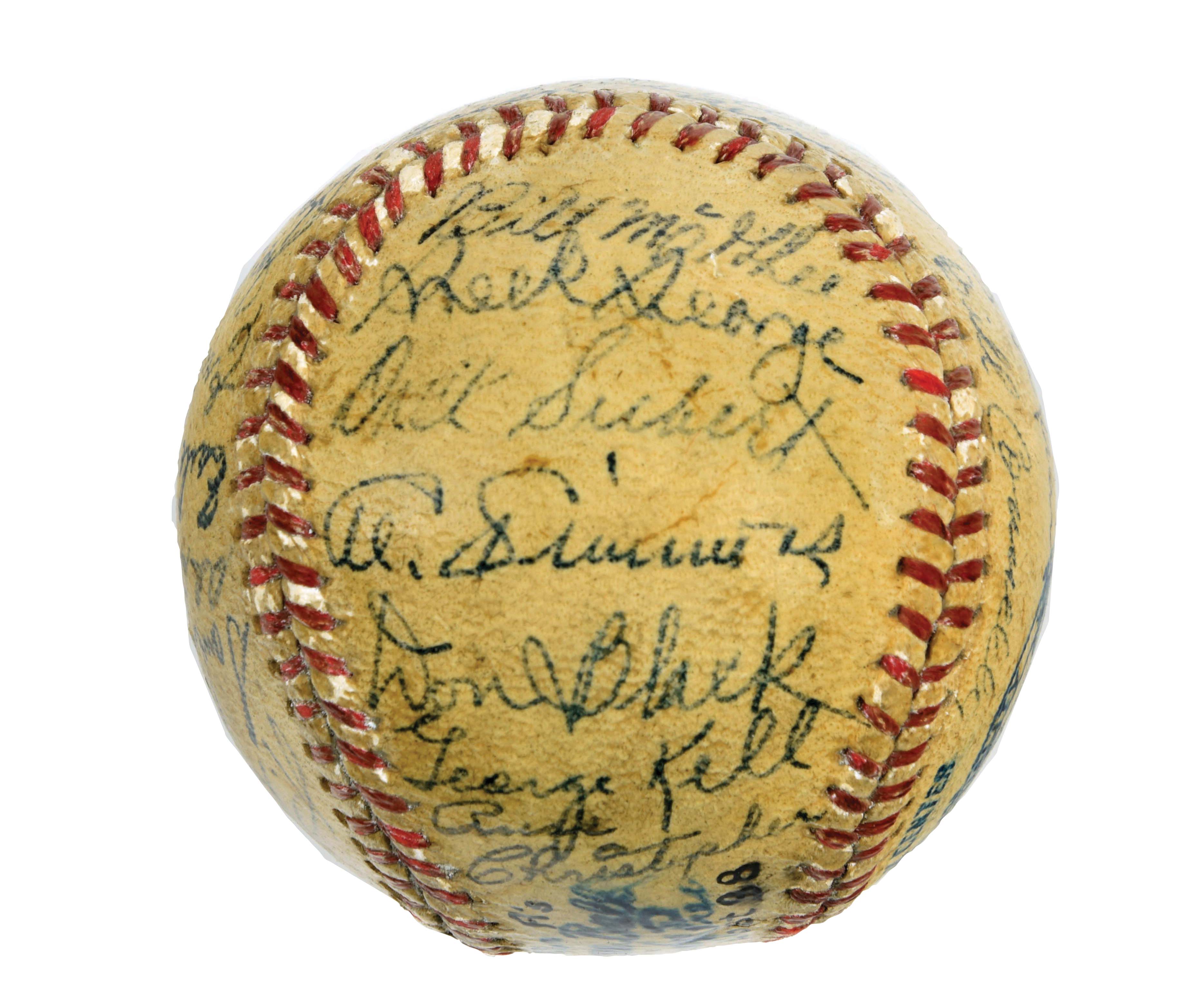 Lot Detail 1945 PHILADELPHIA ATHLETICS TEAM SIGNED AUTOGRAPHED BASEBALL