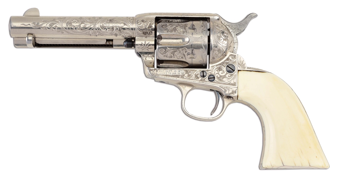 (A) ENGRAVED COLT SINGLE ACTION ARMY REVOLVER WITH BOX.