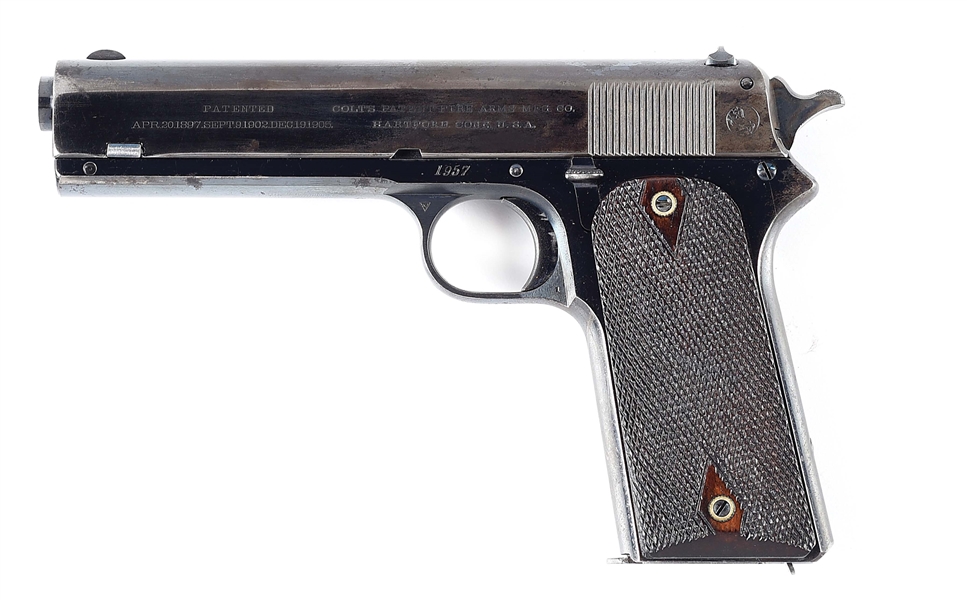 (C) AN EXTREMELY SCARCE COLT MODEL 1905 MILITARY .45 ACP SEMI-AUTOMATIC PISTOL SHIPPED TO MAJOR WALTER FINLEY, WITH HOLSTER.
