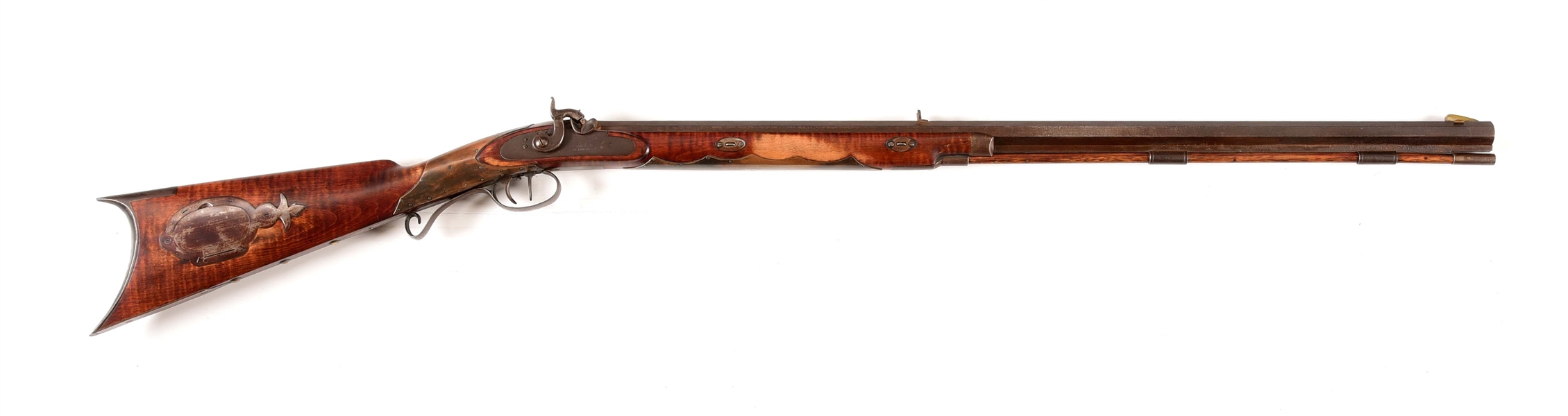 (A) S. HAWKEN REPRODUCTION MARKED PERCUSSION PLAINS RIFLE.