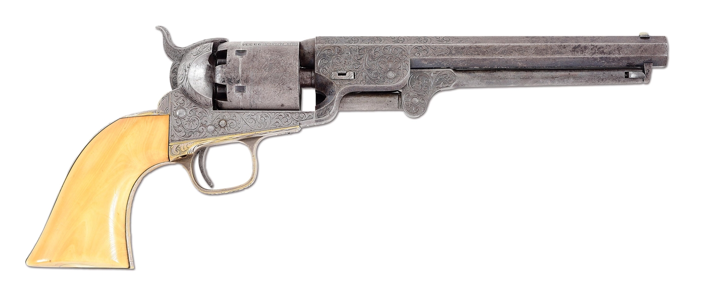 (A) ENGRAVED COLT M1851 NAVY OF MAJ. CHARLES S. HAYES, 5TH OHIO CAV., REGIMENTAL COMMANDER AT “THE HATCHIE,” MORTALLY WOUNDED 1863: “DECISION AND DASH” 
