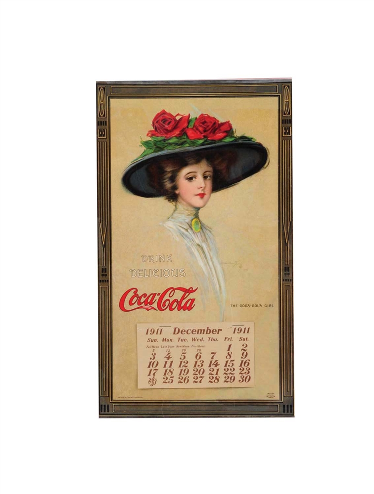 1911 FRAMED AND MATTED COCA-COLA PAPER LITHOGRAPH CALENDAR.        