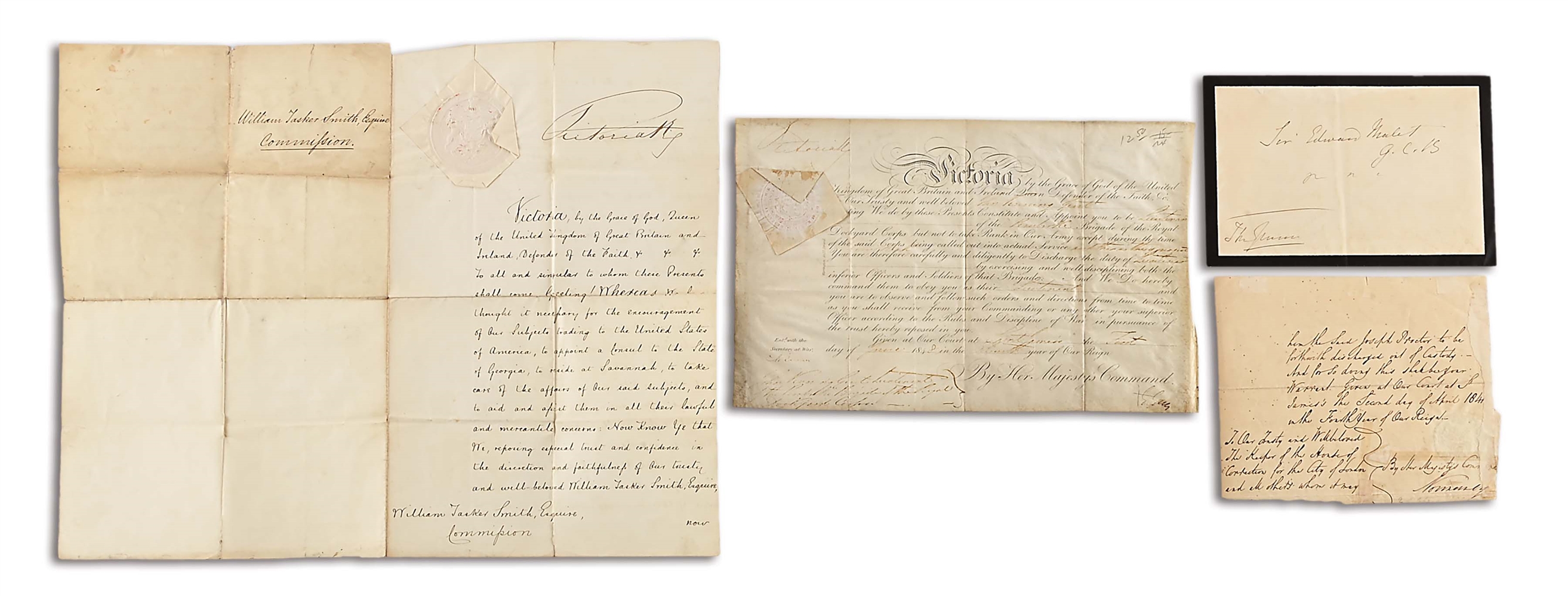 LOT OF 3: DOCUMENTS SIGNED BY QUEEN VICTORIA, EX-LATTIMER.