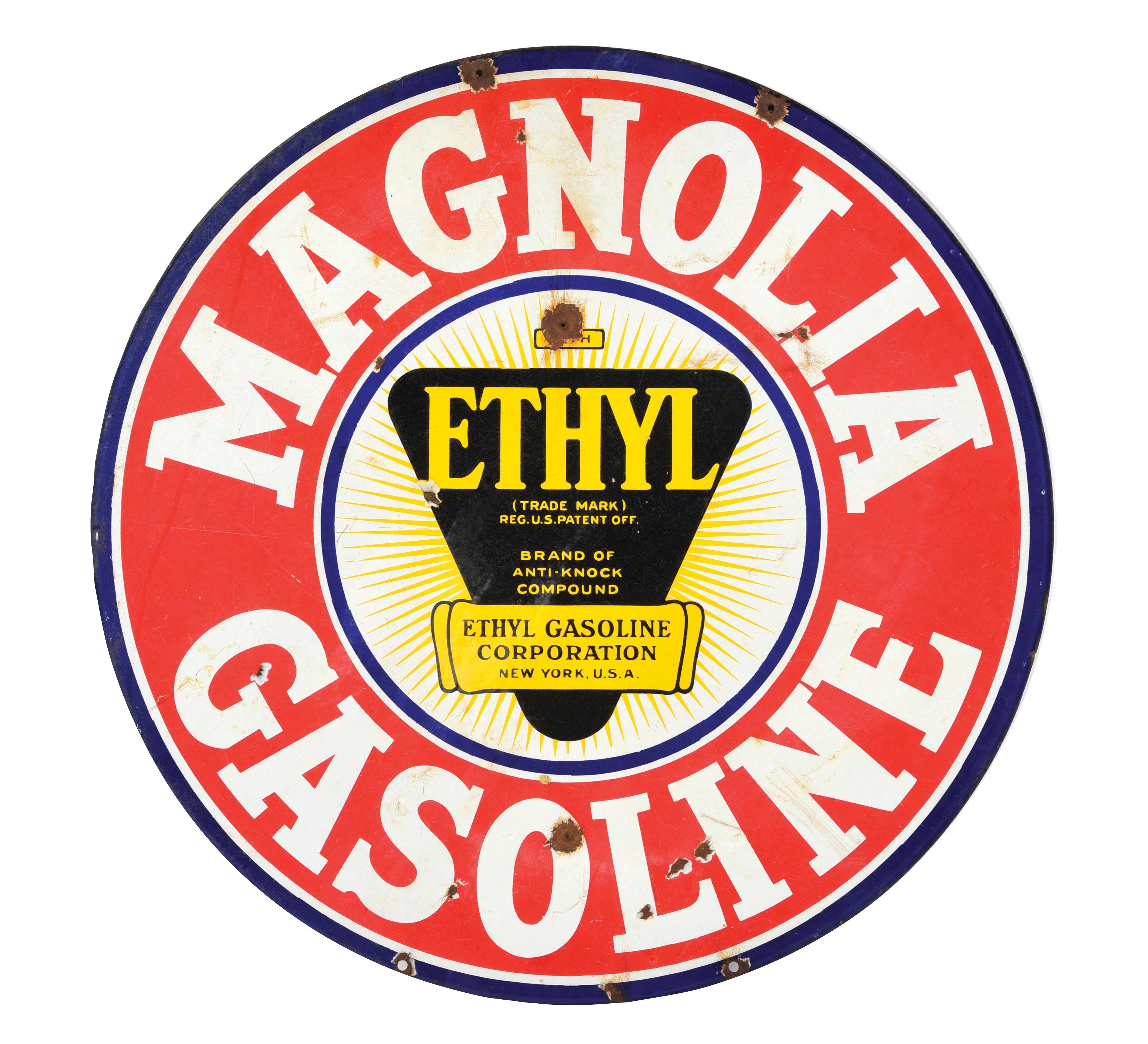 Lot Detail MAGNOLIA GASOLINE PORCELAIN SIGN W ETHYL LOGO