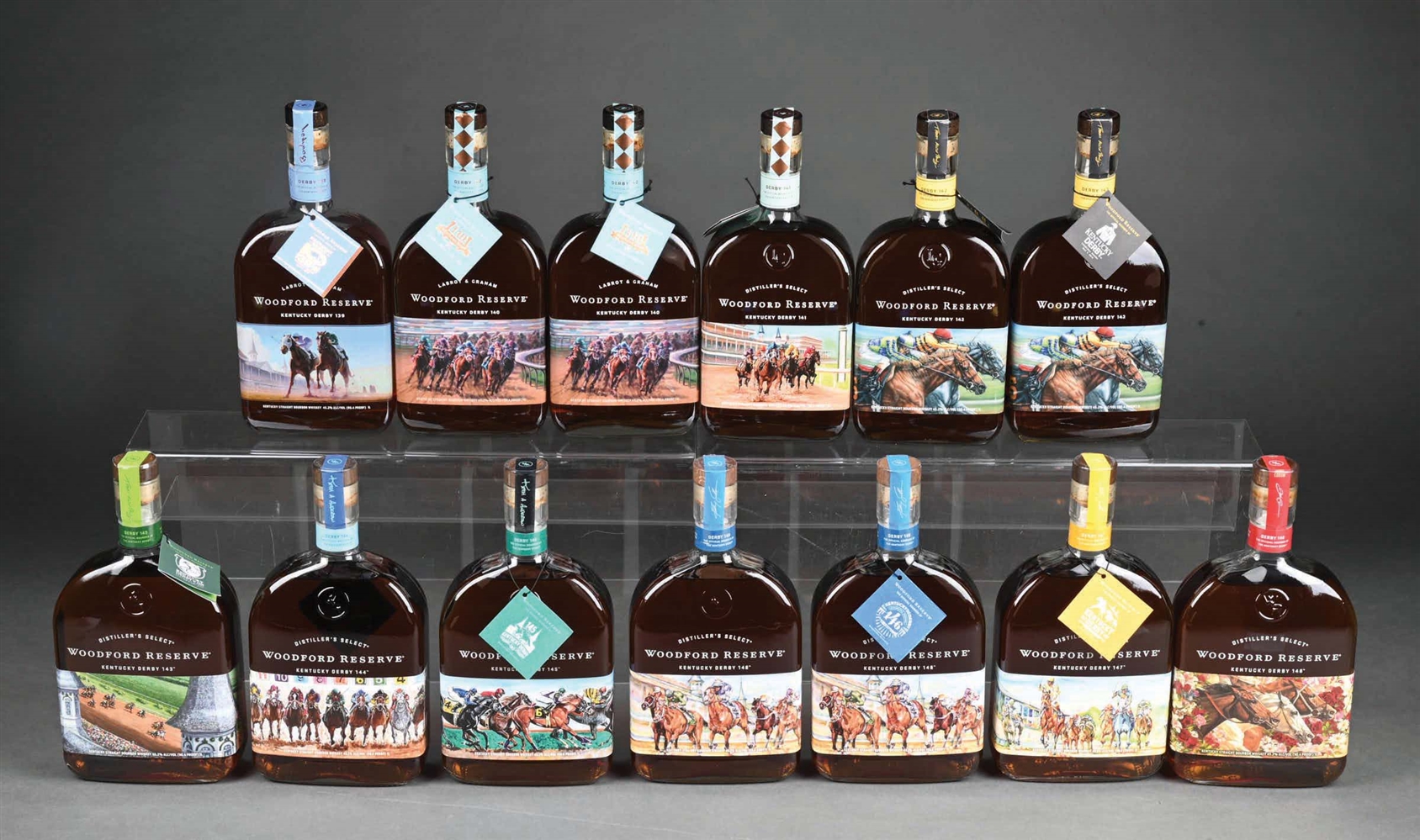 LOT OF 13: LABROT & GRAHAM WOODFORD RESERVE SPECIAL EDITION 1 LITER DERBY BOTTLES