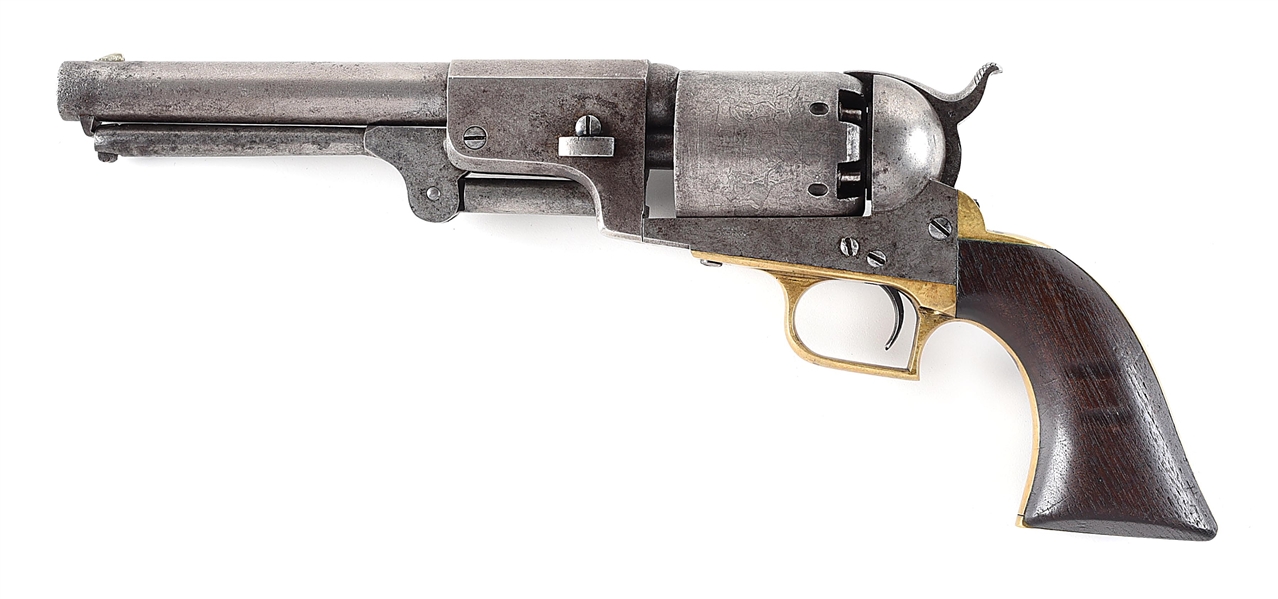 (A) MARTIALLY MARKED COLT FIRST MODEL DRAGOON PERCUSSION REVOLVER WITH DESIRABLE US DRAGOONS MARKED CYLINDER.