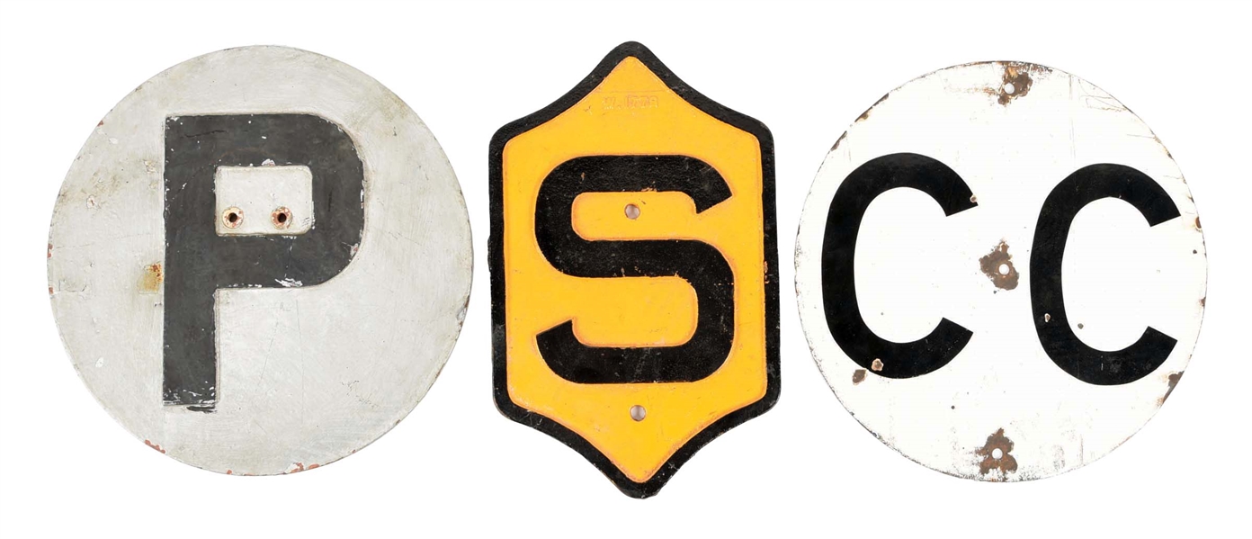 LOT OF 3: RAILROAD SIGNS.