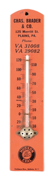 HUDSON COAL PROMOTIONAL THERMOMETER.